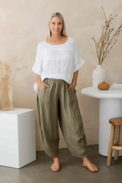 Online Fern Pants - Slate - IC45 Linen Lovers|Ladies Pants