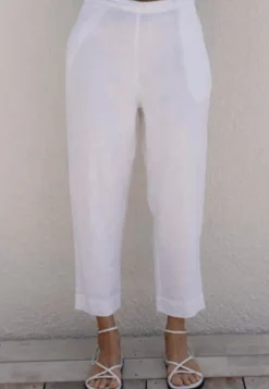 Discount Flat Front 7/8 Pant - White - SS15 Ladies Pants