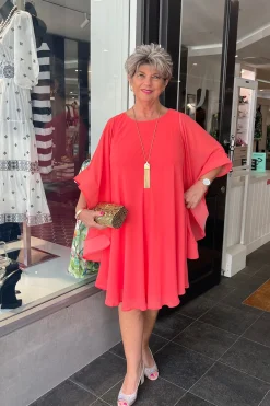 Outlet Freda Woven Dress - Fiesta Coral -FL33 Weddings & Events