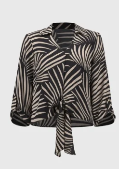 Hot Gauze Tropical Print Top - Black - JR55 Shirts & Tops