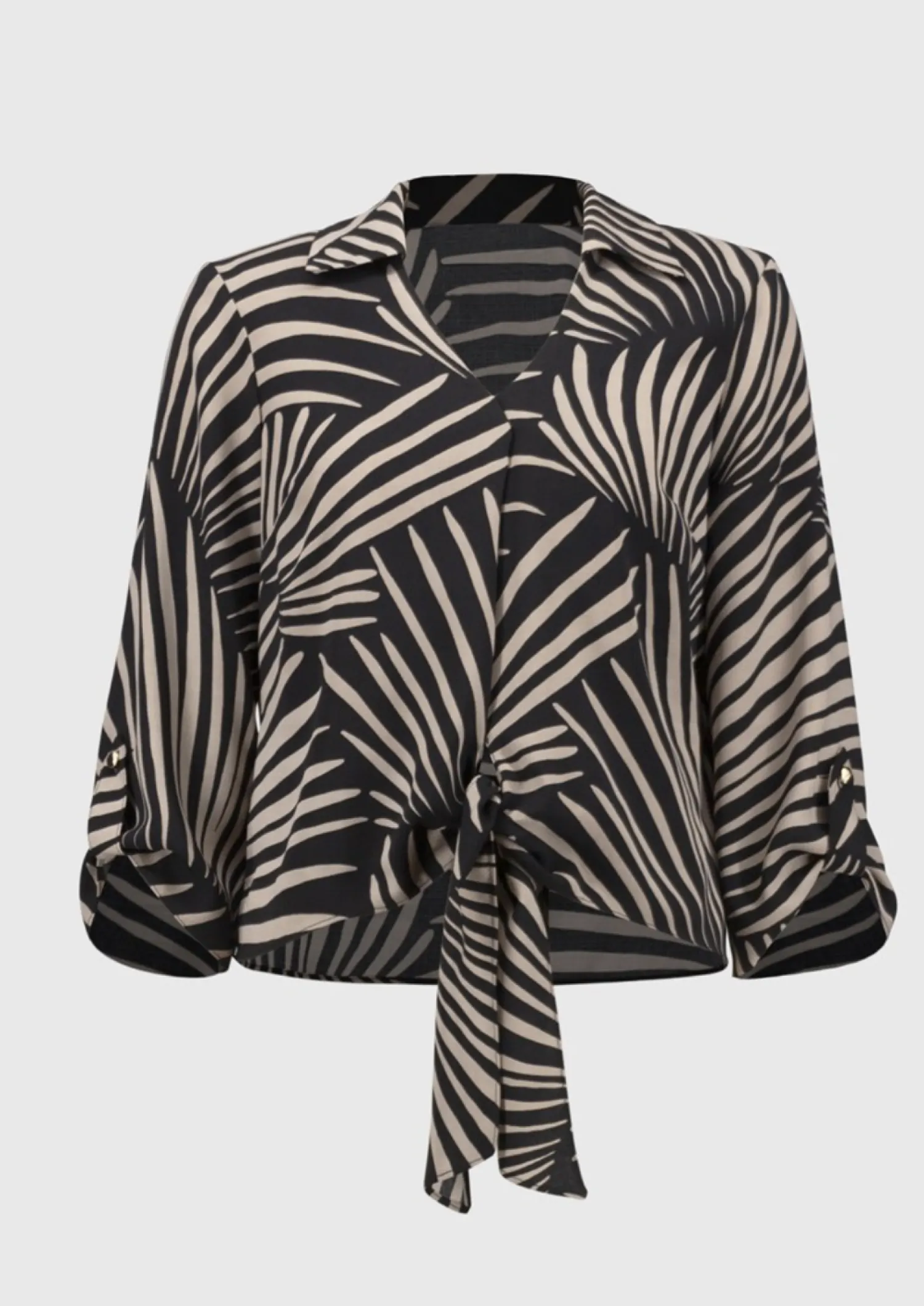 Hot Gauze Tropical Print Top - Black - JR55 Shirts & Tops