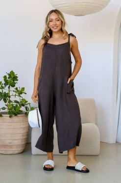 Hot Gelsa Jumpsuit - Chocolate - FA7 Jumpsuits|Linen Lovers