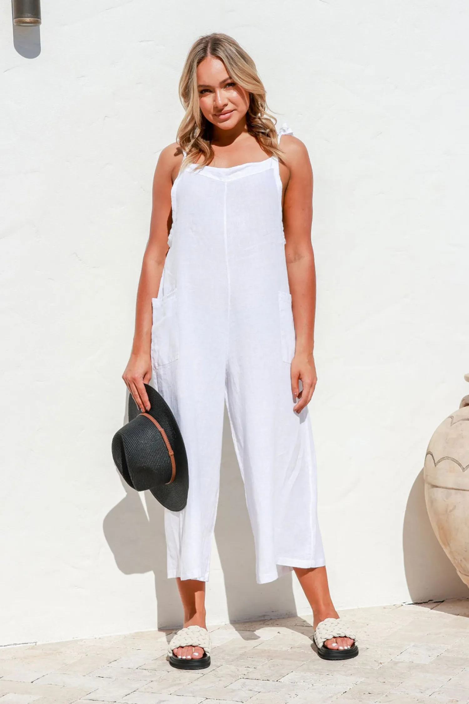 Outlet Gelsa Jumpsuit - White - FA7 Jumpsuits|Linen Lovers