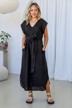 Clearance Giorno Dress - Black - FA30 Linen Lovers|Dresses