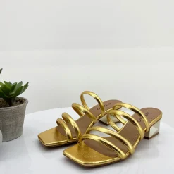 Clearance Gold Double Strap Heel - BZ7 Wedding Shoes