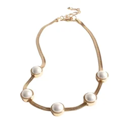 Outlet Greta Pearl Collar Necklace - Gold - AD28 Jewellery