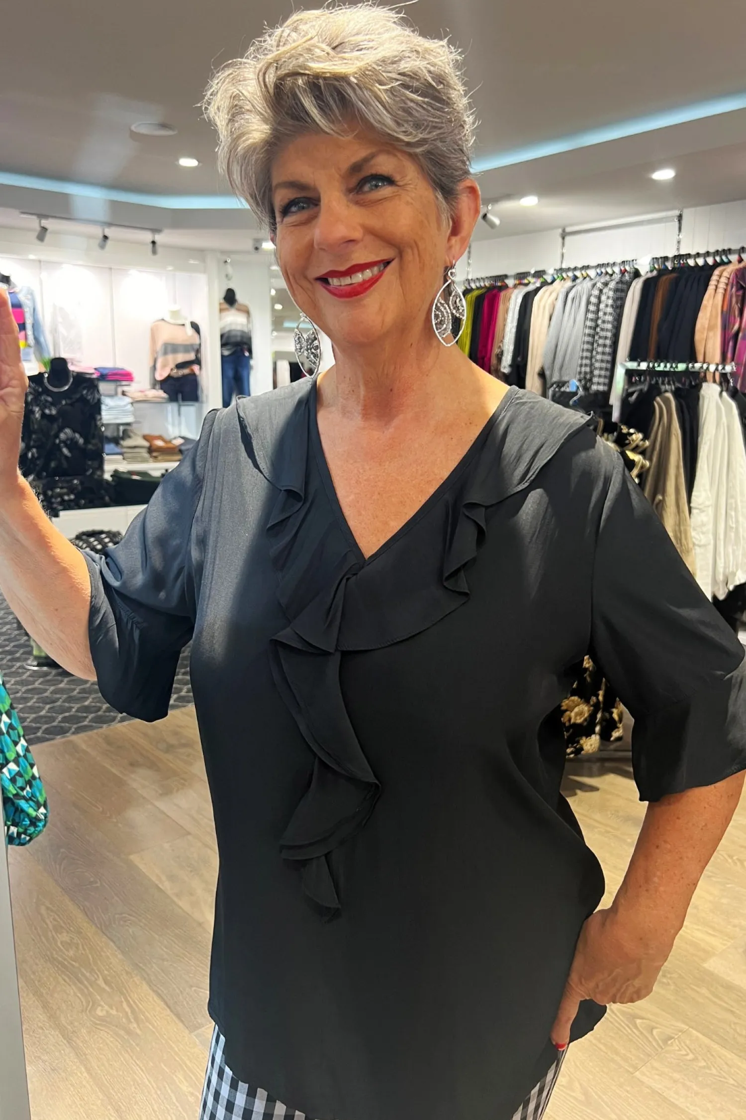 Clearance Hailey Frill Blouse - Black - Ph9 Shirts & Tops