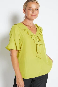 Sale Hailey Frill Blouse - Citrus - Ph9 Shirts & Tops