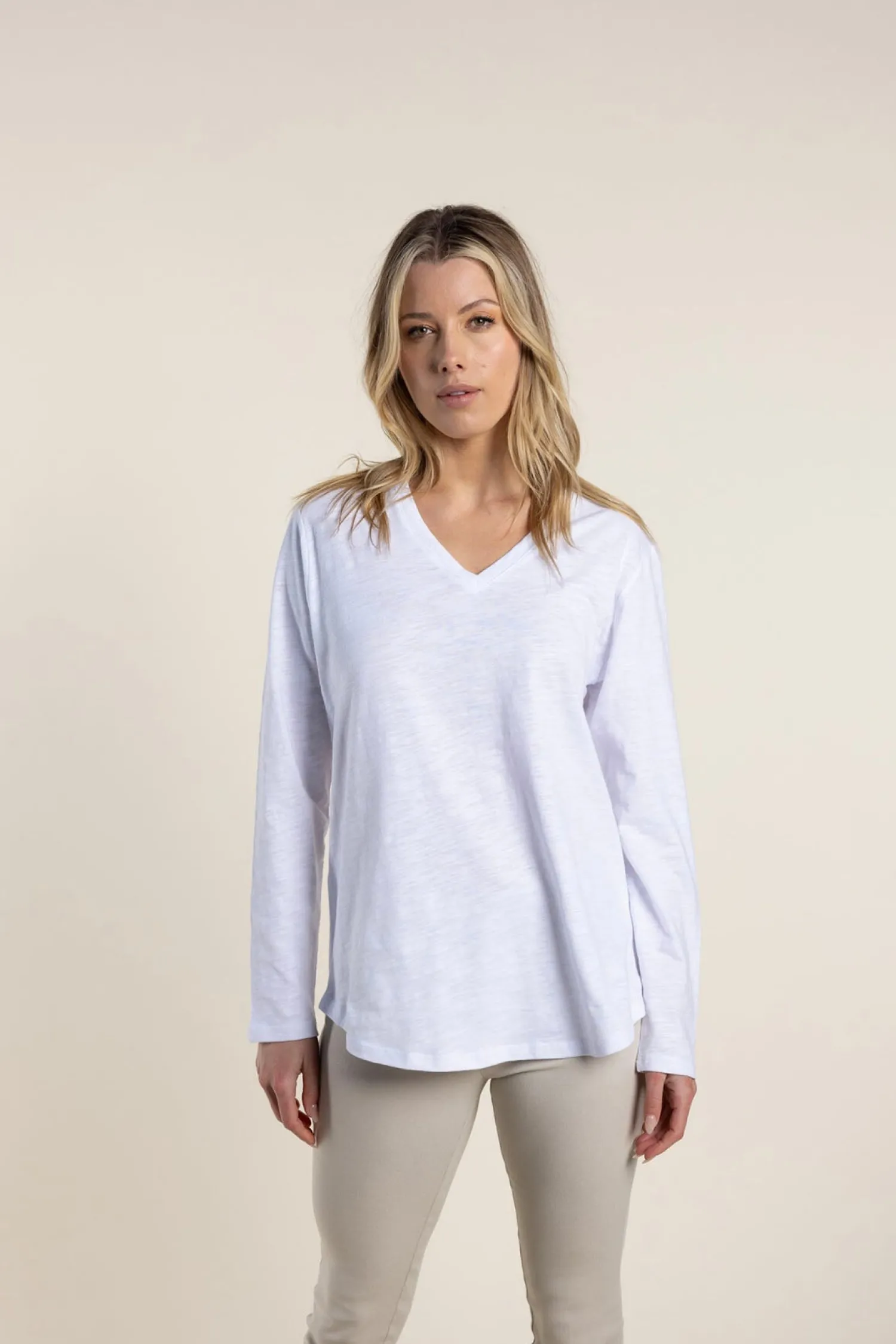 Hot Halli Long Sleeve Tee - White- TT39 Shirts & Tops