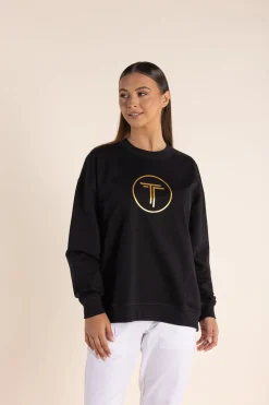 Hot Harlyn Metallic Logo Sweat - Black - TT55 Jumpers & Knitwear|Activewear