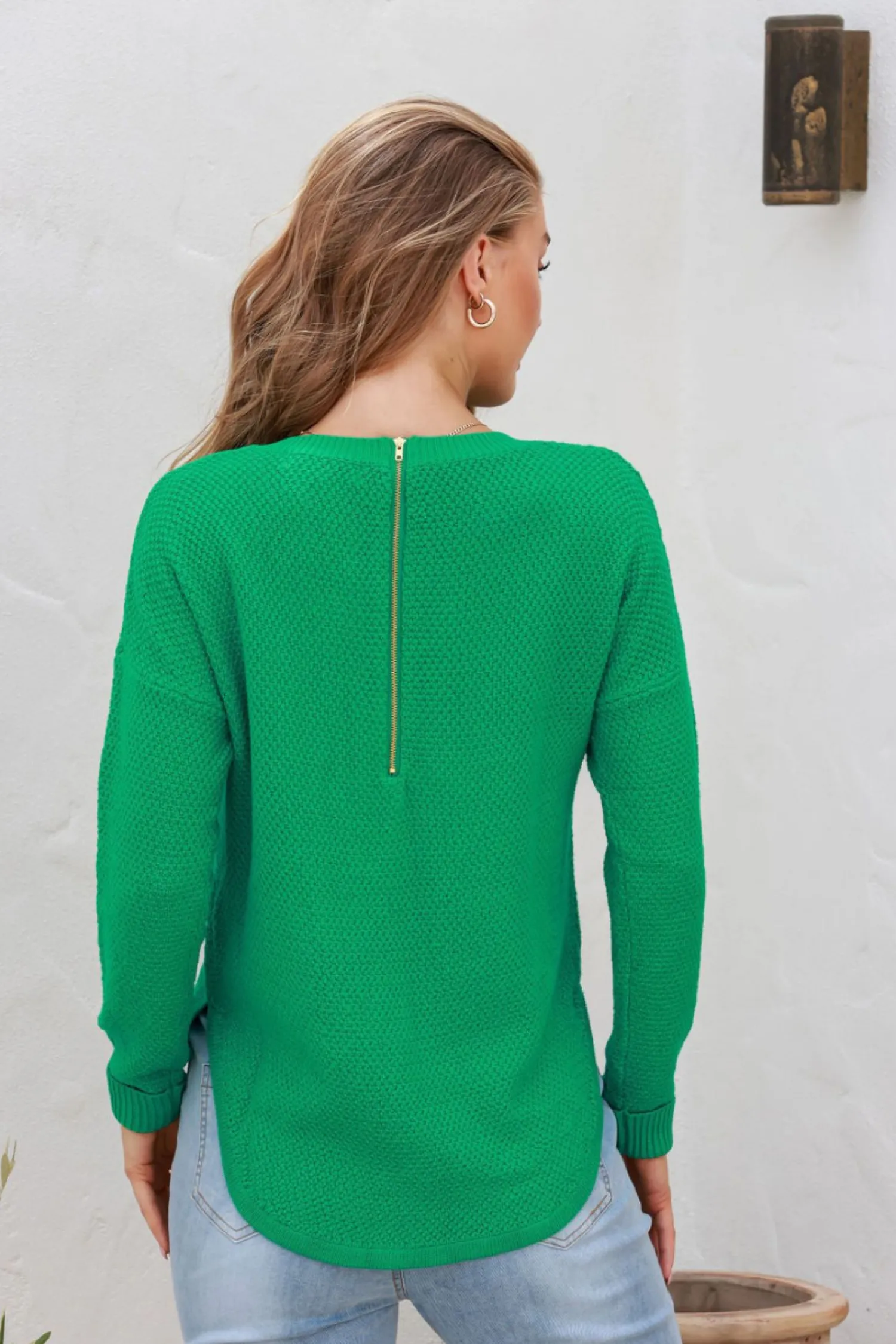 Sale I'm Famous Zip Knit - Green - SN15 Jumpers & Knitwear