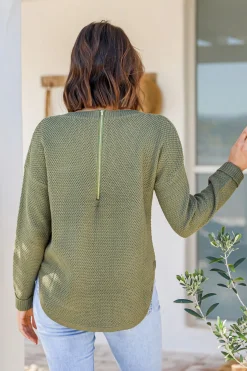 Clearance I'm Famous Zip Knit - Khaki - SN15 Jumpers & Knitwear