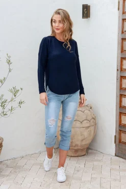 Sale I'm Famous Zip Knit - Navy - SN15 Jumpers & Knitwear