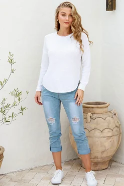 Clearance I'm Famous Zip Knit - White - SN15 Jumpers & Knitwear