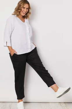 Best Jersey Waist Linen Pants - Black - GS3 Linen Lovers|Ladies Pants