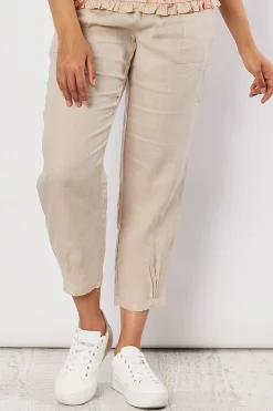 Discount Jersey Waist Linen Pants - Natural - GS3 Ladies Pants|Linen Lovers