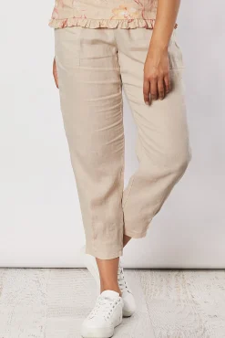 Discount Jersey Waist Linen Pants - Natural - GS3 Ladies Pants|Linen Lovers