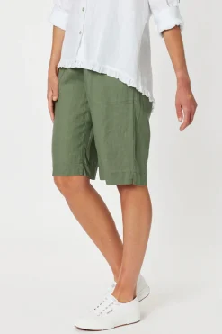 Clearance Jersey Waist Linen Shorts - Khaki - GS8 Shorts