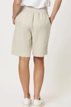 Hot Jersey Waist Linen Shorts - Natural - GS8 Shorts