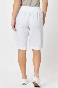 Online Jersey Waist Linen Shorts - White - GS8 Shorts