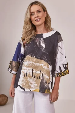 Best Kabuki 3/4 Sleeve Top - Print - SS14 Linen Lovers|Shirts & Tops