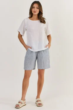 Discount Kia Linen Top - White - OJ16 Shirts & Tops