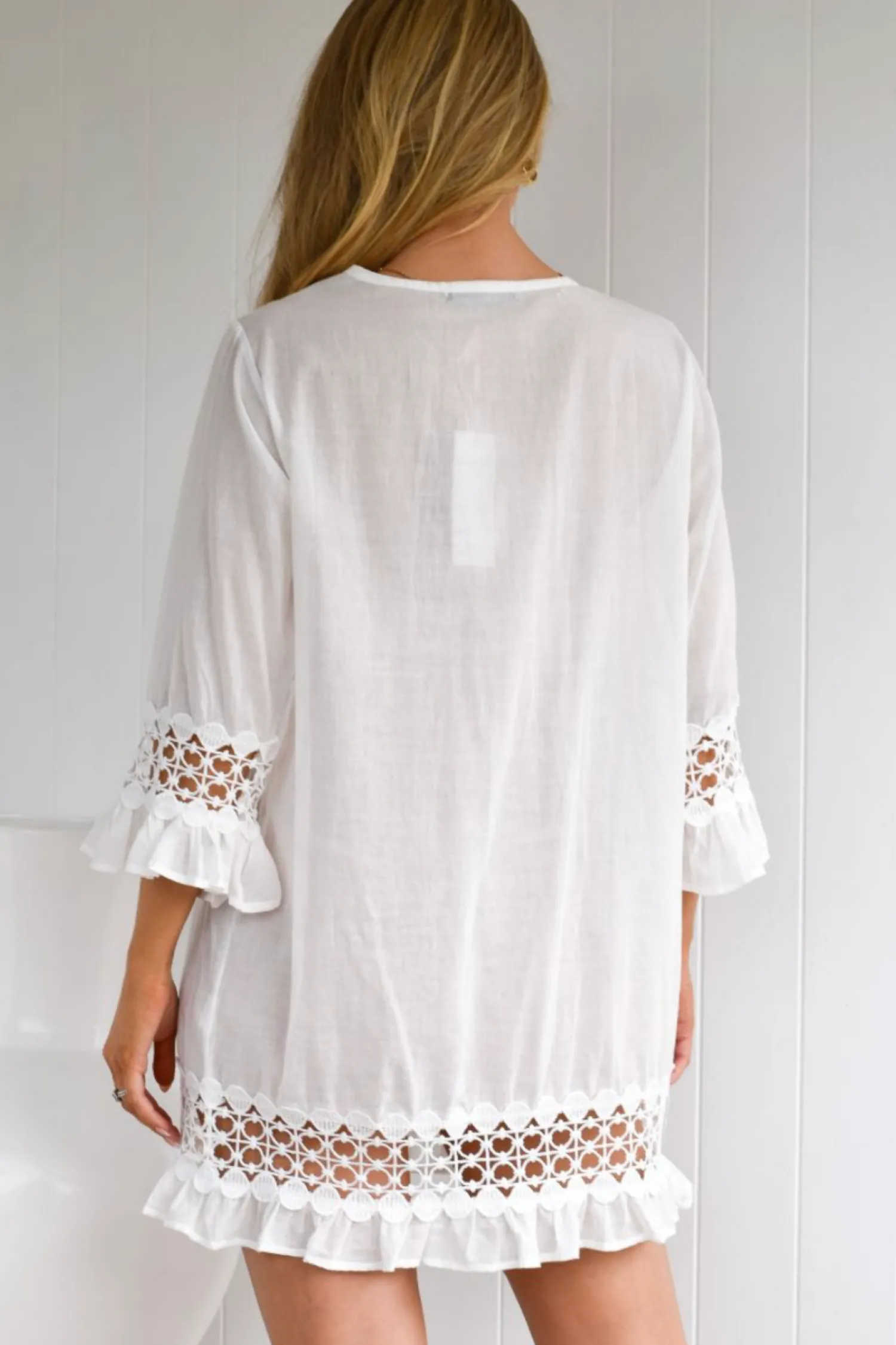 Sale Lace Beach Dress - White - ZG4 Dresses