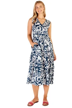 Discount Laiken Tiered Midi Dress - White - LL14 Dresses