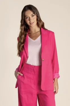 Clearance Linen Blazer - Raspberry - TT10 Linen Lovers|Coats & Jackets