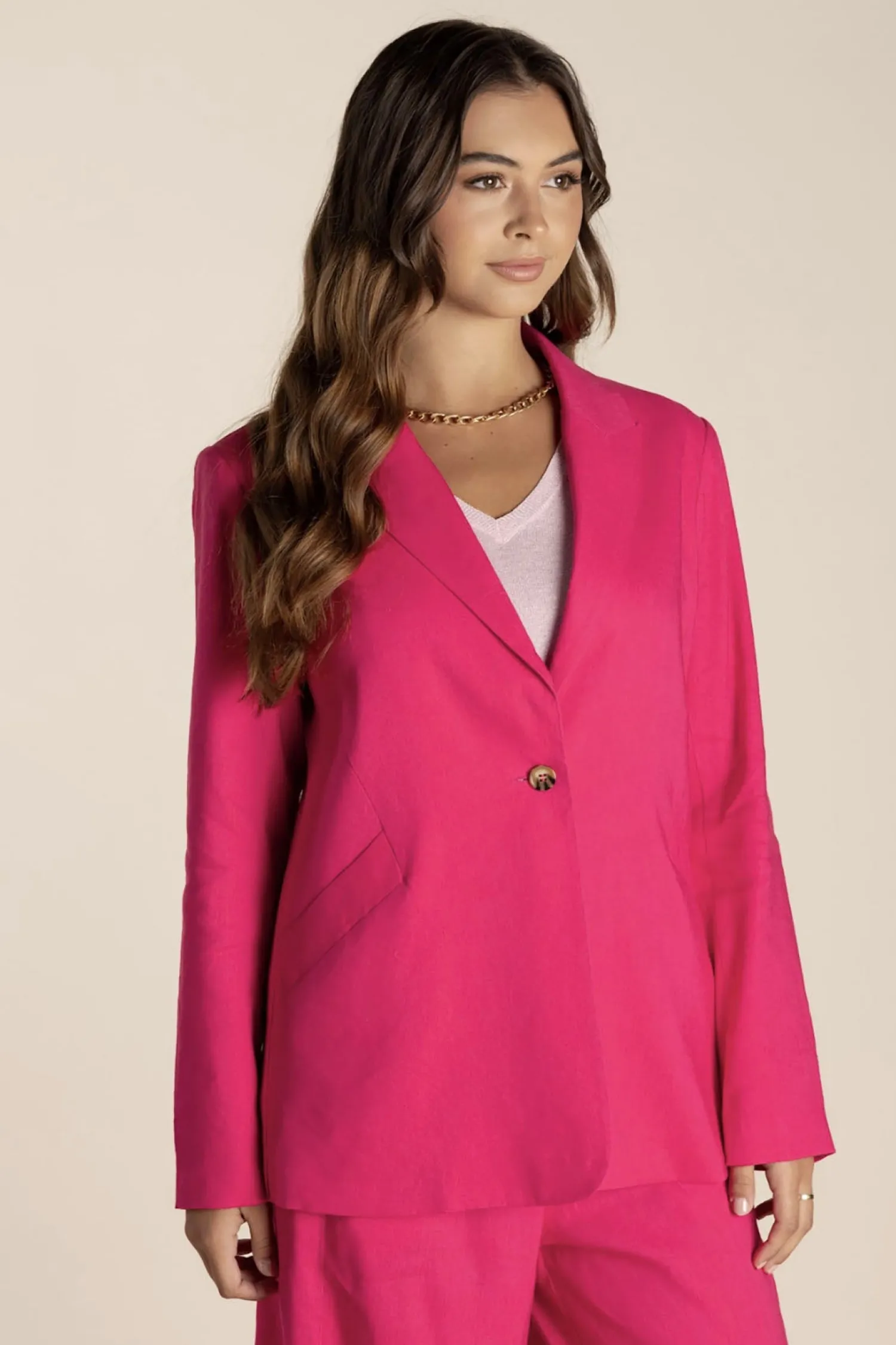 Clearance Linen Blazer - Raspberry - TT10 Linen Lovers|Coats & Jackets