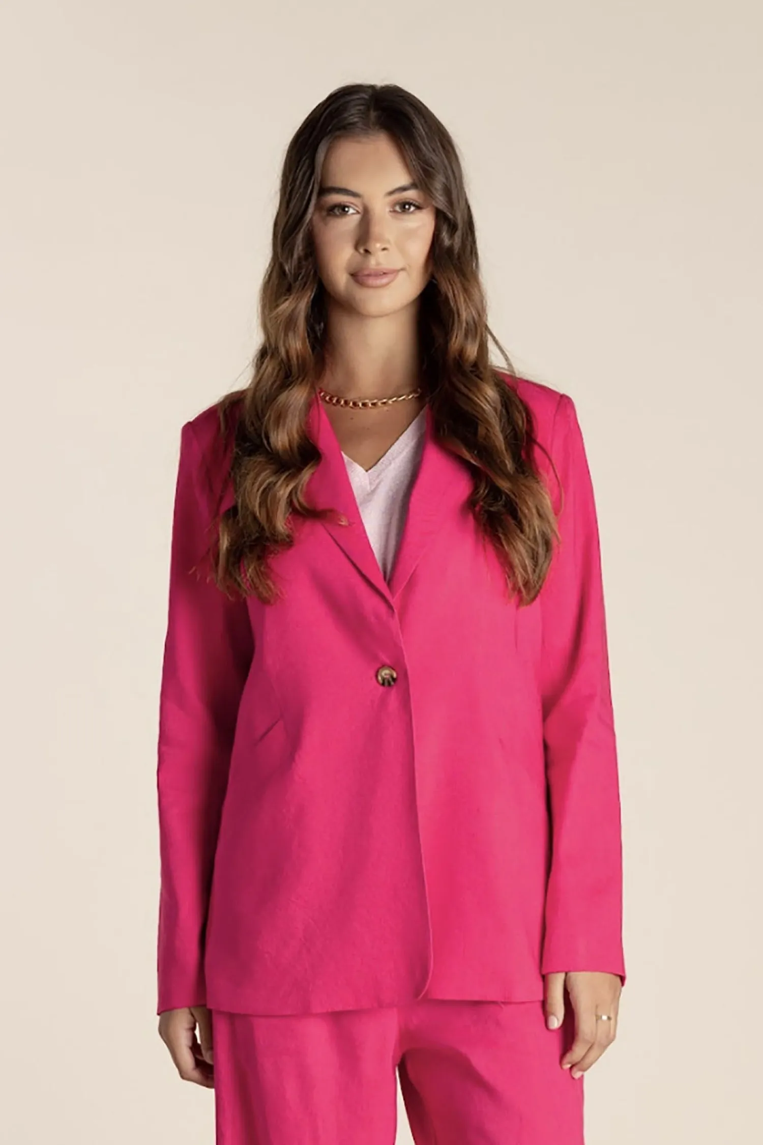 Clearance Linen Blazer - Raspberry - TT10 Linen Lovers|Coats & Jackets