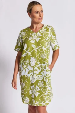 Hot Linen Soft V Neck Dress - Vine - SS25 Dresses