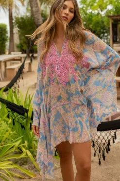 Clearance Madalena Short Kaftan - Blue - M30 Dresses
