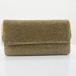 Clearance Malia Diamante Clutch - Gold - AD19 Handbags