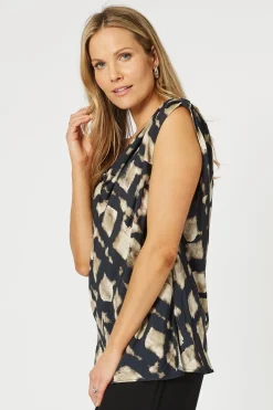Best Marrakesh Bias Cut Cami - Navy/Stone - HV33 Shirts & Tops