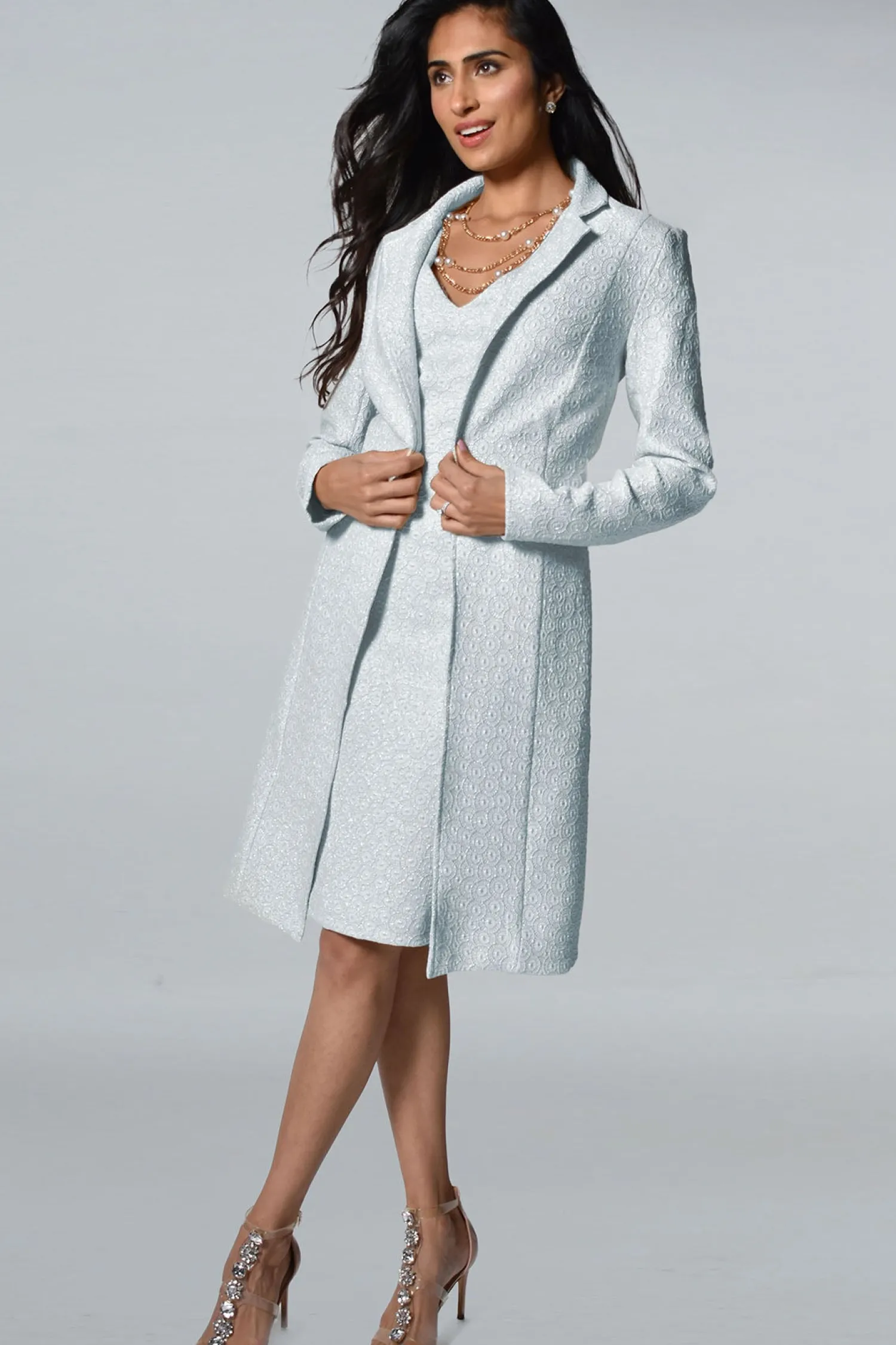 New Metallic Knit Cocktail Set - Blue - FL92 Weddings & Events
