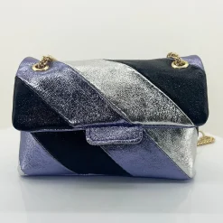 Sale Mid Strip Foil Clutch Bag | Lavender | SU1 Handbags