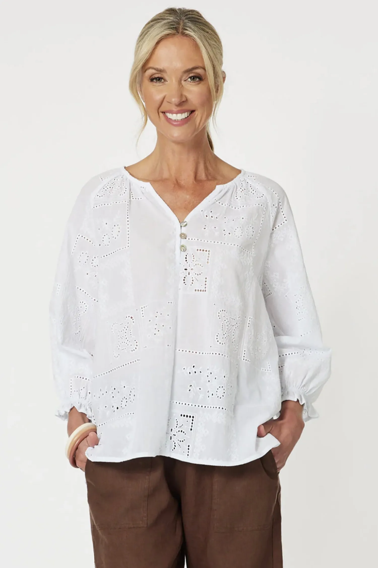 Clearance Mila Lace Top - White - GS7 Shirts & Tops
