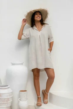 Sale Milly Dress - Sand - IC37 Linen Lovers|Dresses