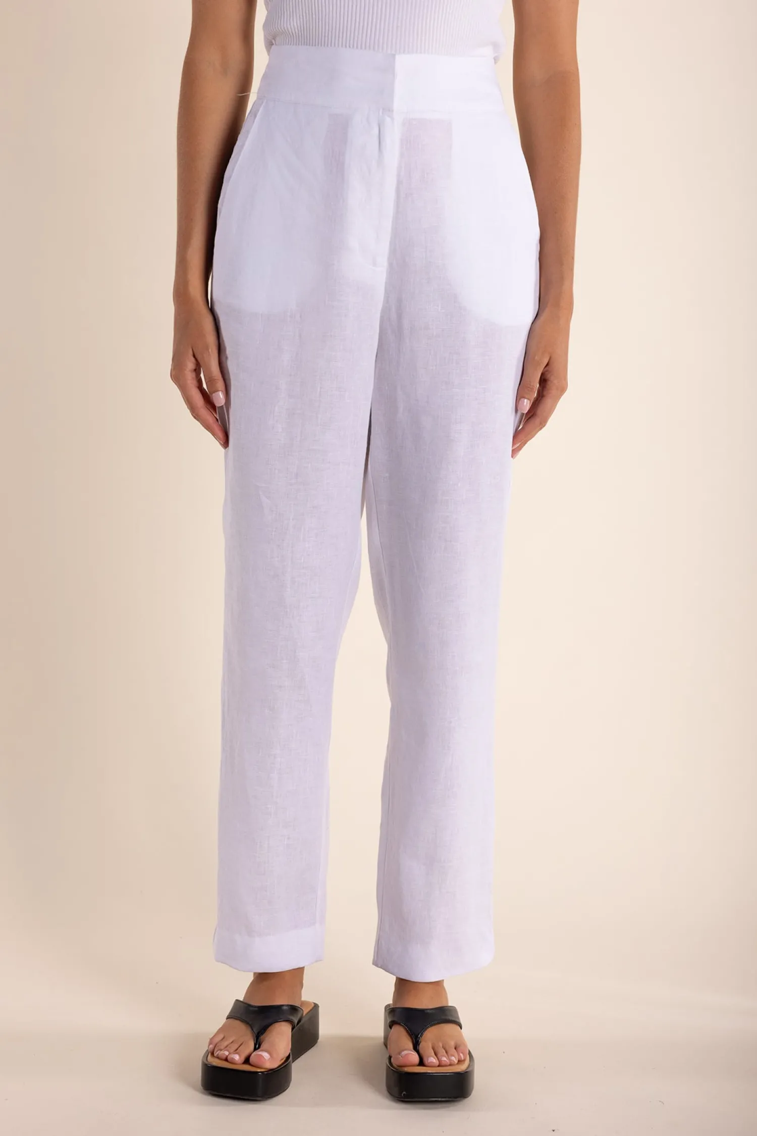 Best Monique Linen Pant - White - TT7 Linen Lovers|Ladies Pants