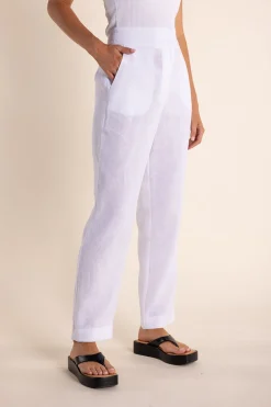 Best Monique Linen Pant - White - TT7 Linen Lovers|Ladies Pants