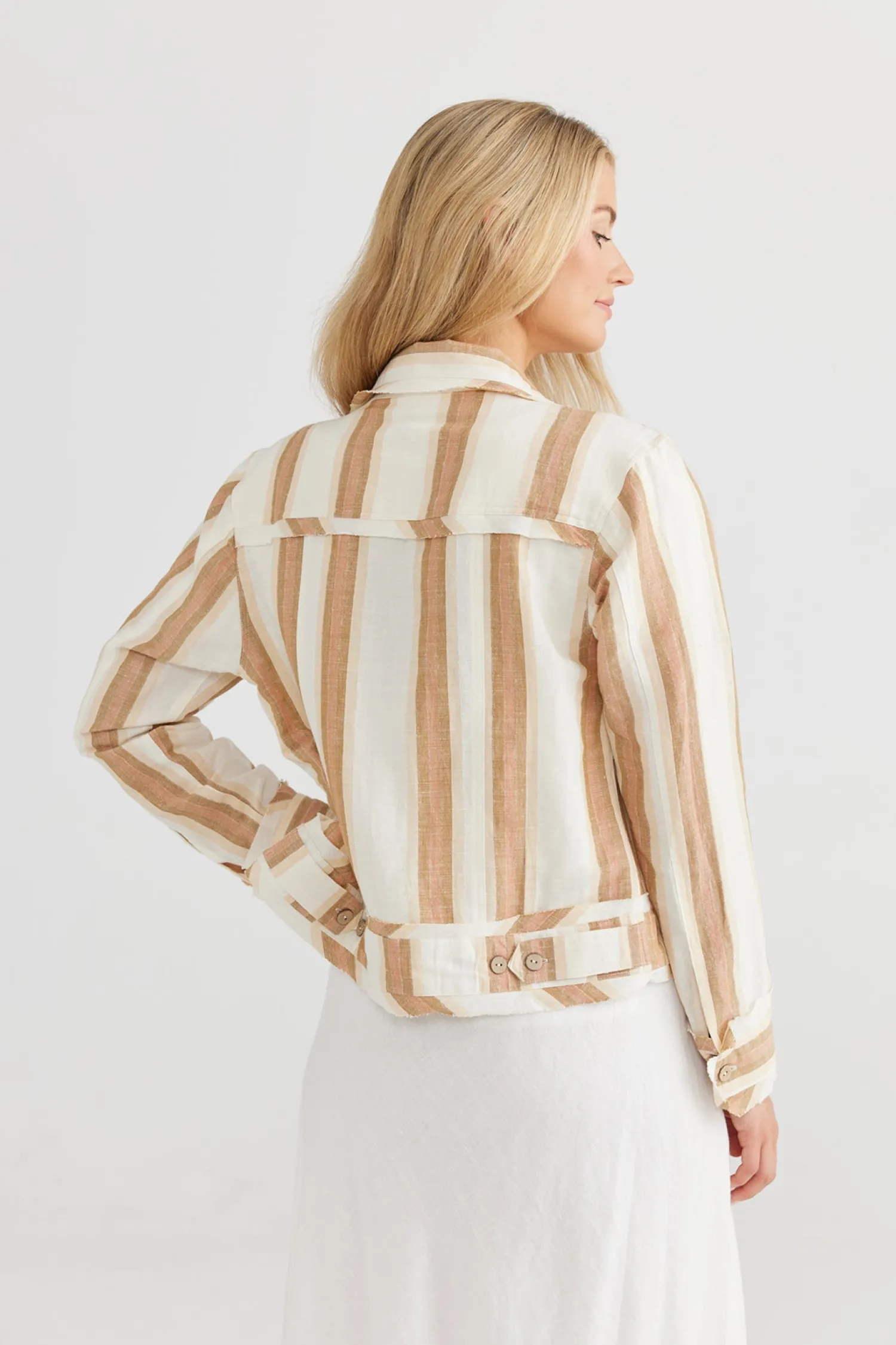 Clearance Monza Jacket - Fez Stripe - TS1 Linen Lovers