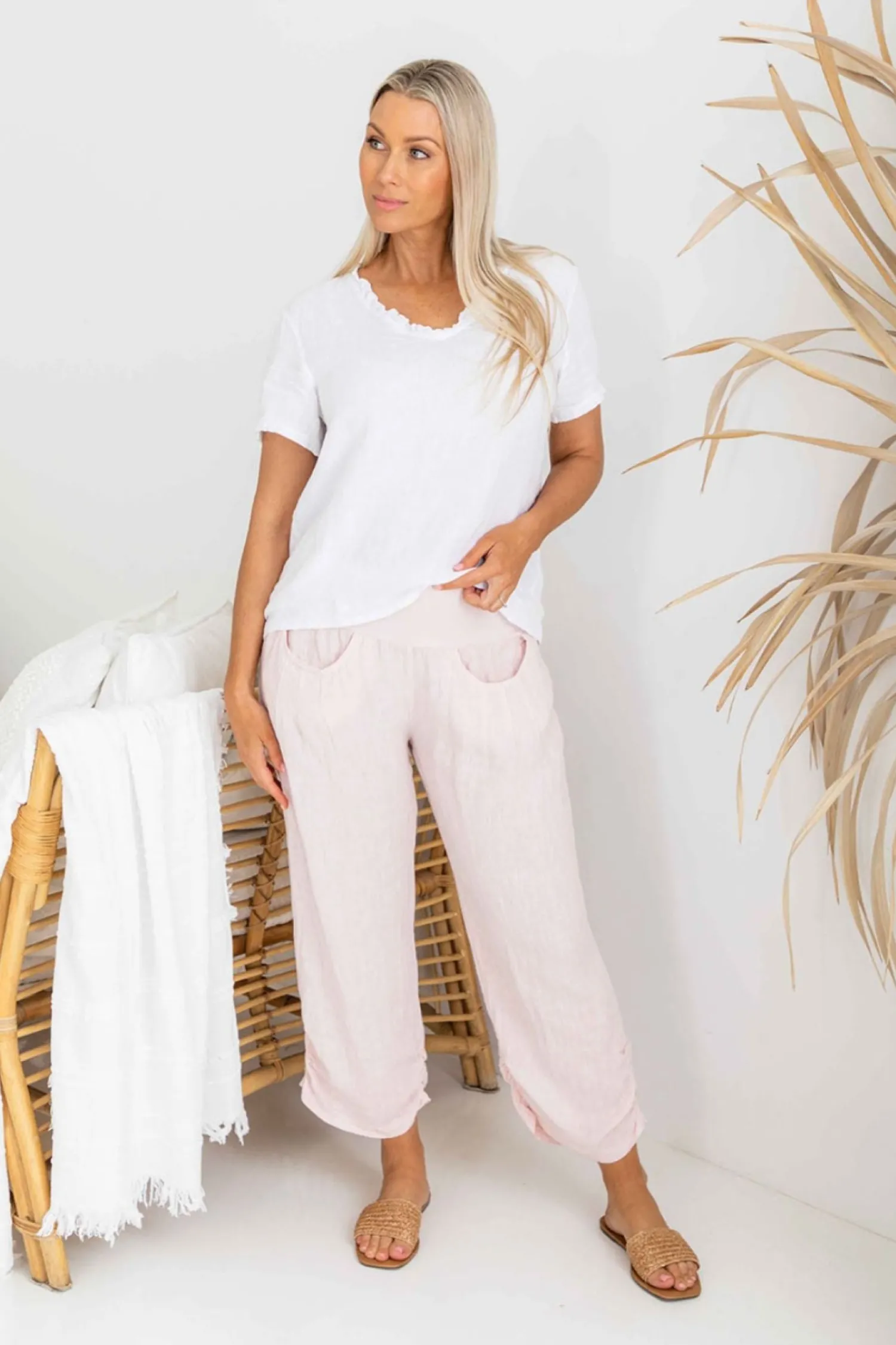 Best Murano Pant - Blush - IC56 Linen Lovers|Ladies Pants