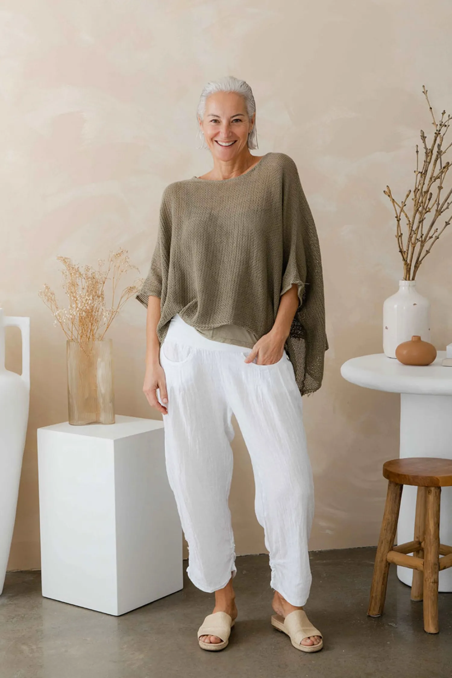 Sale Murano Pant - White - IC56 Linen Lovers|Ladies Pants