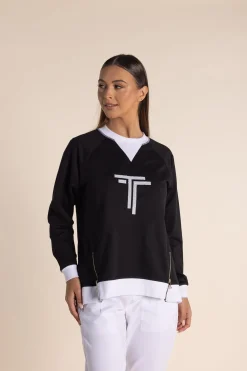 Hot Naya Zip Sweat - Black / White - TT54 Activewear