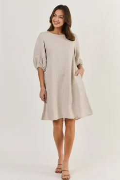 Sale Neriah Linen Dress - Dune - OJ19 Dresses