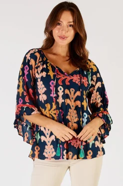 Discount Olivia Top - Navy - LL3 Shirts & Tops