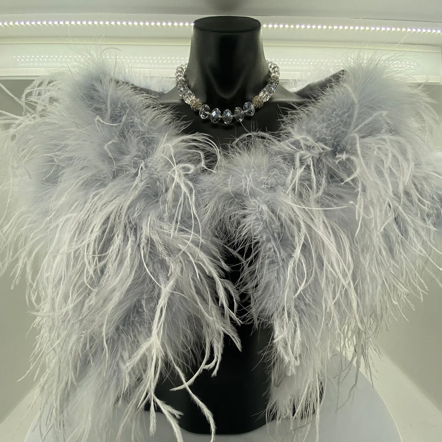Online Ostrich Feather Shrug | Light Grey | FI2 Feather Wraps