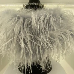 Online Ostrich Feather Shrug | Light Grey | FI2 Feather Wraps