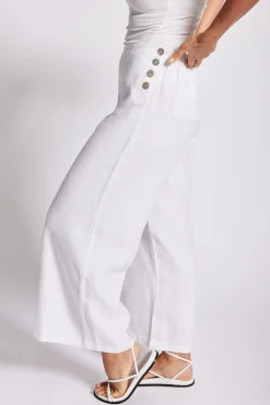 Clearance Palazzo Pants - White - SS7 Linen Lovers|Ladies Pants